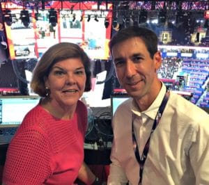 ABC News Radio correspondent AARON KATERSKY and ABC News Radio special contributor ANN COMPTON high above the Quicken Loans Arena in Cleveland - where they anchored nightly coverage of the Republican National Convention on ABC News Radio.