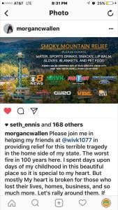 Morgan Wallen Instagram post about the relief effort