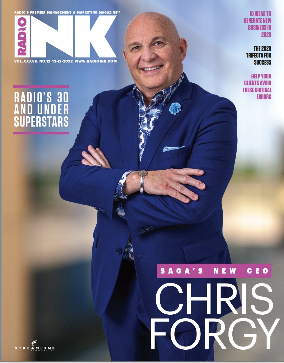 Cover of 12/12/22 Issue of Radio Ink with Saga CEO Chris Forgy