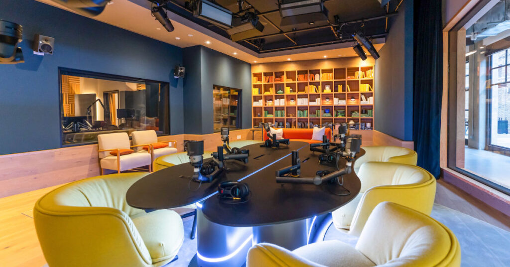 A studio at Spotify's Los Angeles office used for podcast production.