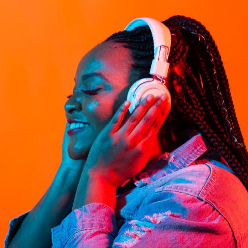Black Woman With Headphones