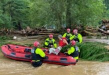 Polk County, NC - New York Task Force conducts search and rescue operations after Hurricane Helene.