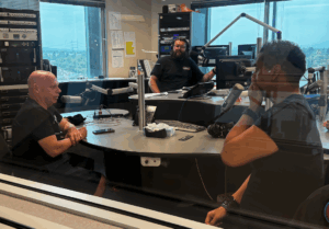 Matt Pinfield and Nik Carter in the KLOS studio following the death of Ozzy Osbourne