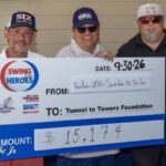 Newsradio WRVA and 910 The Fan staff present a $15,174 check to the Tunnel to Towers Foundation at the Swing Fore Heroes golf tournament